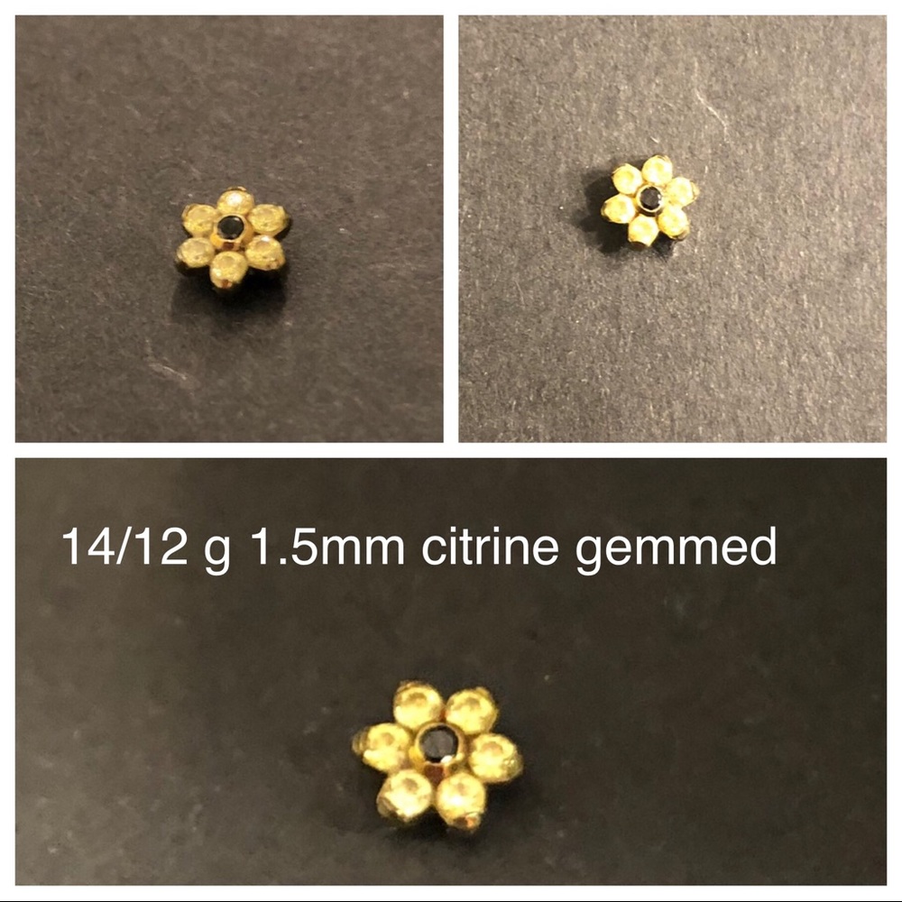 12/14g threaded Anatometal citrine flower